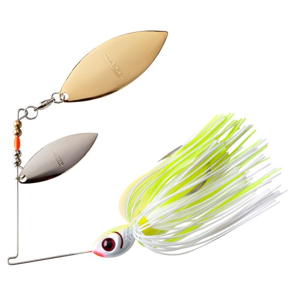 BOOYAH DOUBLE WILLOW BLADE 3/8 OZ - WHITE CHARTREUSE