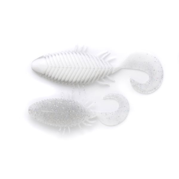 IMAKATSU FLAT HEAD CURLY 4INCH - WHITE/CLEAR GLITTER FLAKE