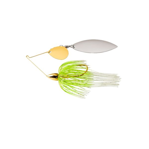 WAR EAGLE GOLD FRAME TANDEM WILLOW SPINNERBAIT 1/2 OZ - WHITE CHART